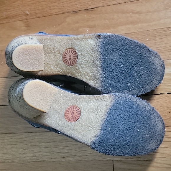 UGG Shoes Womens 9 Brienne Boots Blue Suede Shearling Crepe Sole Ankle Booties - Picture 3 of 4